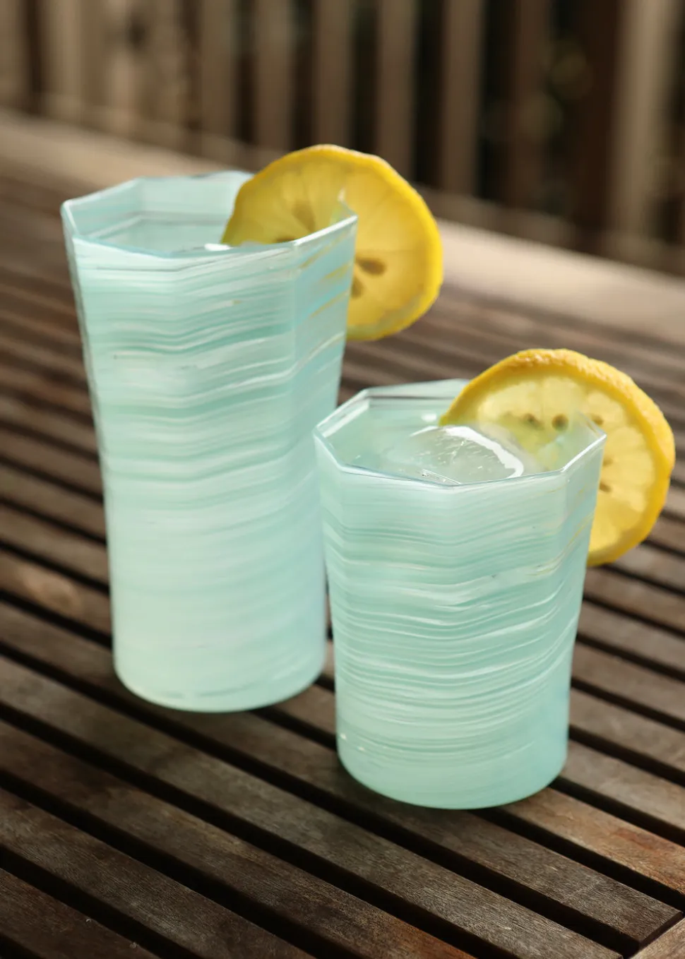 Tall Hand Blown Tumbler in Celadon, Set of 6