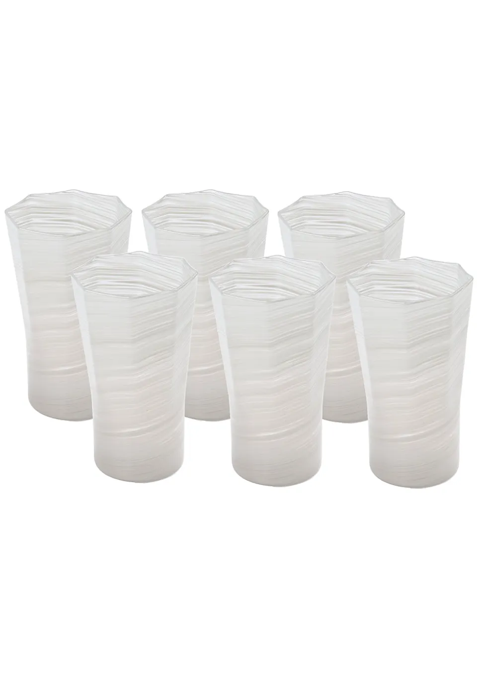 Tall Hand Blown Tumbler in Grey, Set of 6