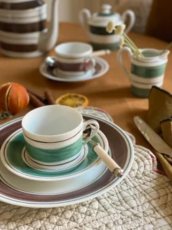 Tangerine Tea Cup With Plate