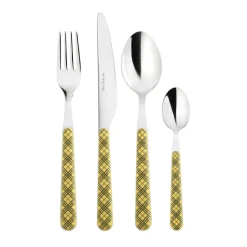 Tartan Cutlery in Yellow, Set of 4