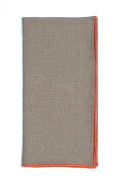Taupe Napkin with Light Orange Trim, Set of 4