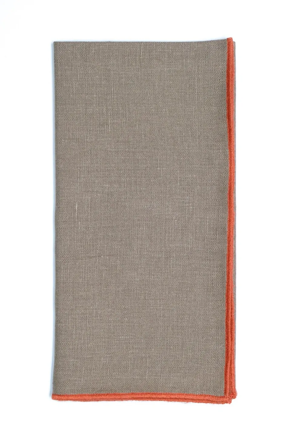 Taupe Napkin with Light Orange Trim, Set of 4