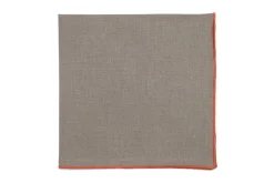 Taupe Napkin with Light Orange Trim, Set of 4