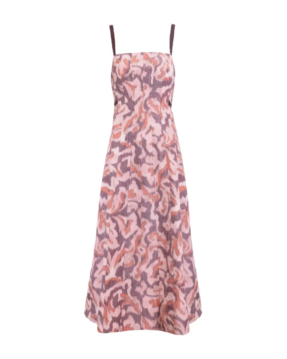 Tavia Dress in Mahogany & Sugarcane Multi