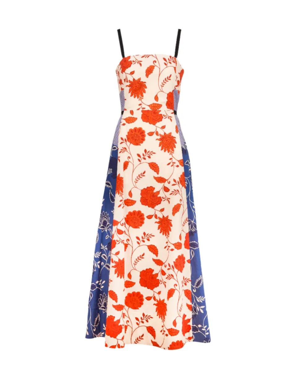 Tavira Dress in Cream & Tomato Stripe