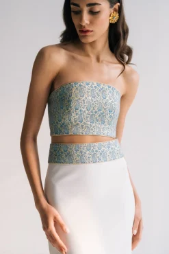 Termeh Jahan Top in Blue & Silver Paisley
