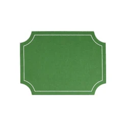 Tessuti Cornflower Rectangular Placemats with White Stitching, Set of 4