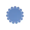 Tessuti Cornflower Round Placemats with White Stitching, Set of 4
