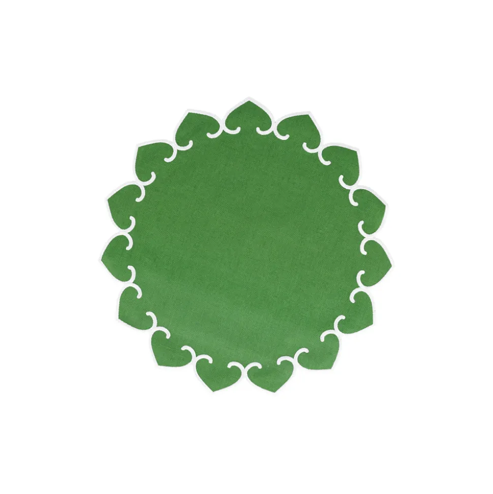 Tessuti Cornflower Round Placemats with White Stitching, Set of 4