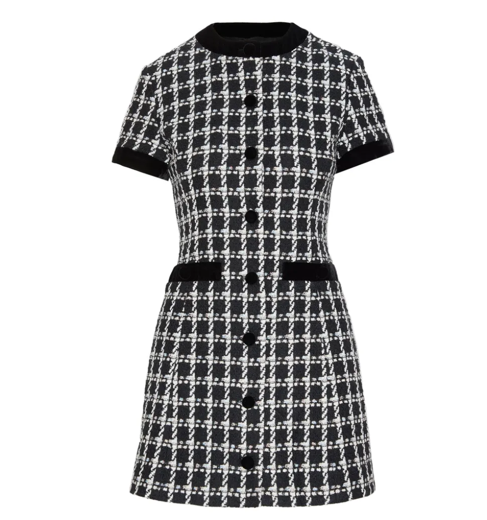 The Allegra Dress in Black and White Tweed