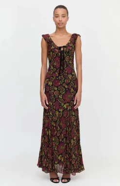 The Augustina Dress in Black Palampore Floral