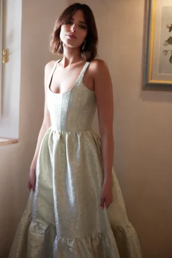 The Avery Dress in Sage Duchess