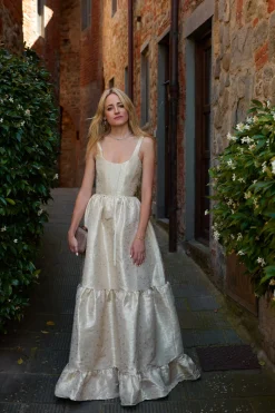 The Avery Dress in Taupe Duchess
