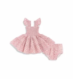 The Baby Ellie Nap Dress in Rose Circular Lattice