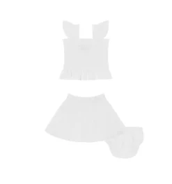 The Baby Paz Set in White Linear Swiss Dot