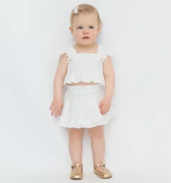 The Baby Paz Set in White Linear Swiss Dot