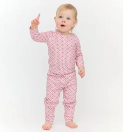The Baby PJ Set in Rose Circular Lattice