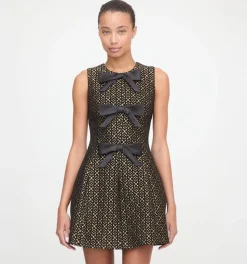 The Blythe Bow Dress in Metallic Brocade
