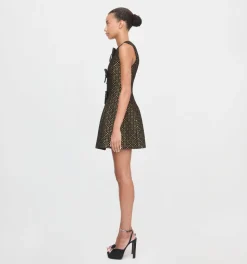 The Blythe Bow Dress in Metallic Brocade