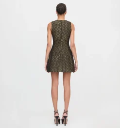 The Blythe Bow Dress in Metallic Brocade