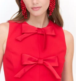 The Blythe Bow Dress in Red with Red Bows