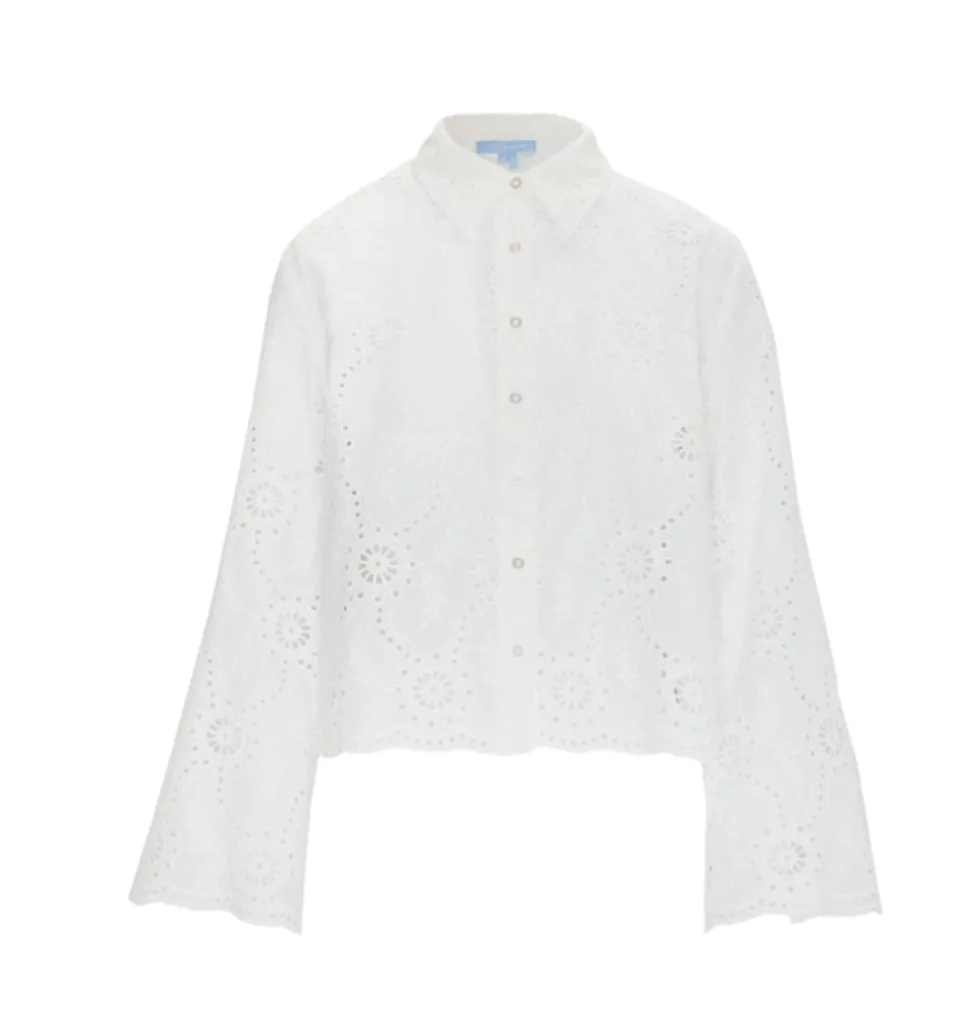 The Celia Top in White Trellis Broderie