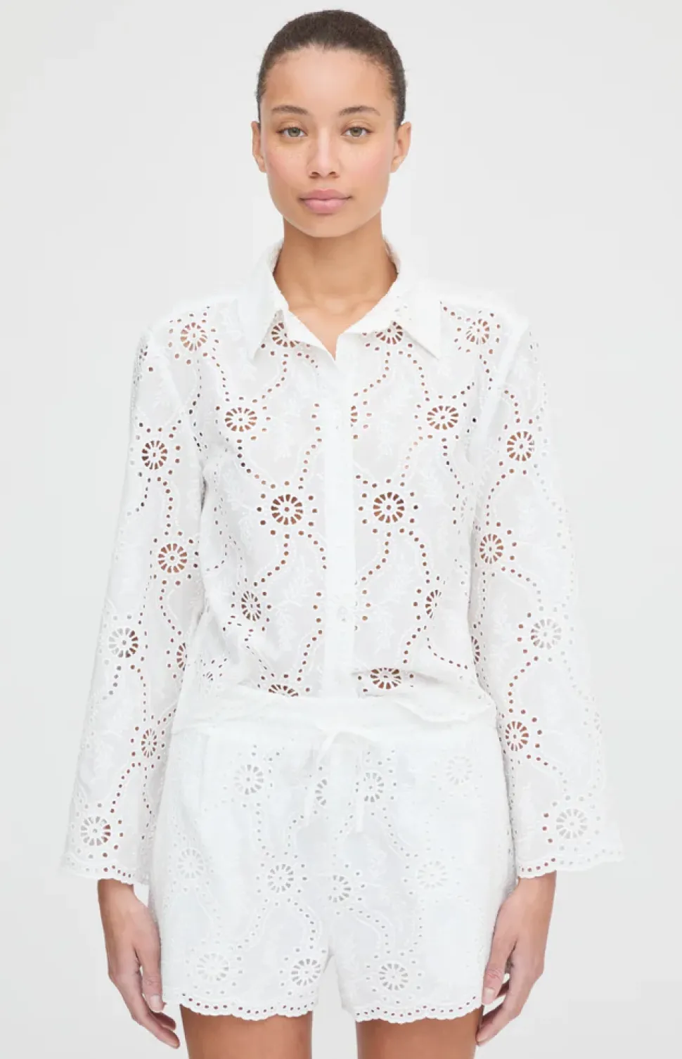 The Celia Top in White Trellis Broderie