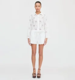 The Celia Top in White Trellis Broderie