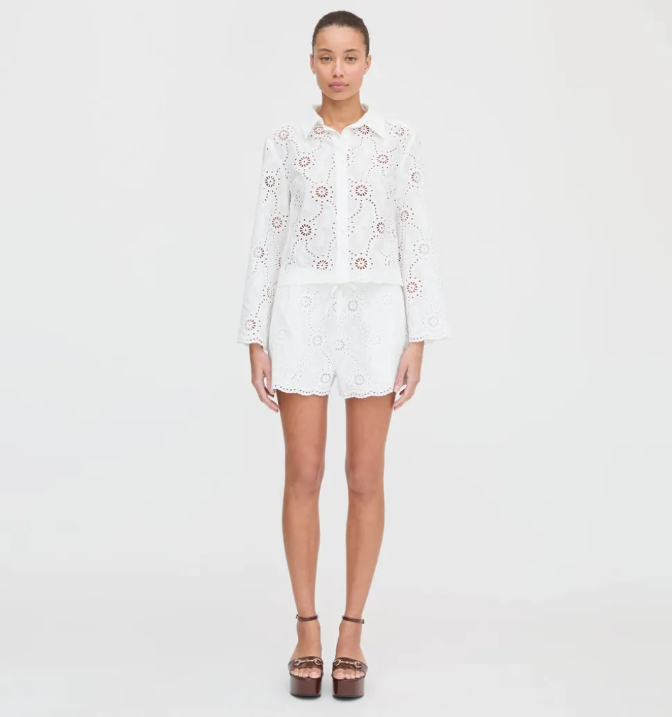 The Celia Top in White Trellis Broderie