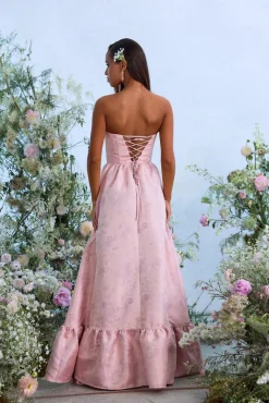 The Charlotte Dress in Light Pink Windsor Brocade