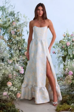 The Charlotte Dress in Sky Windsor Brocade