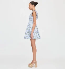 The Charlotte Nap Dress in Blue Block Print
