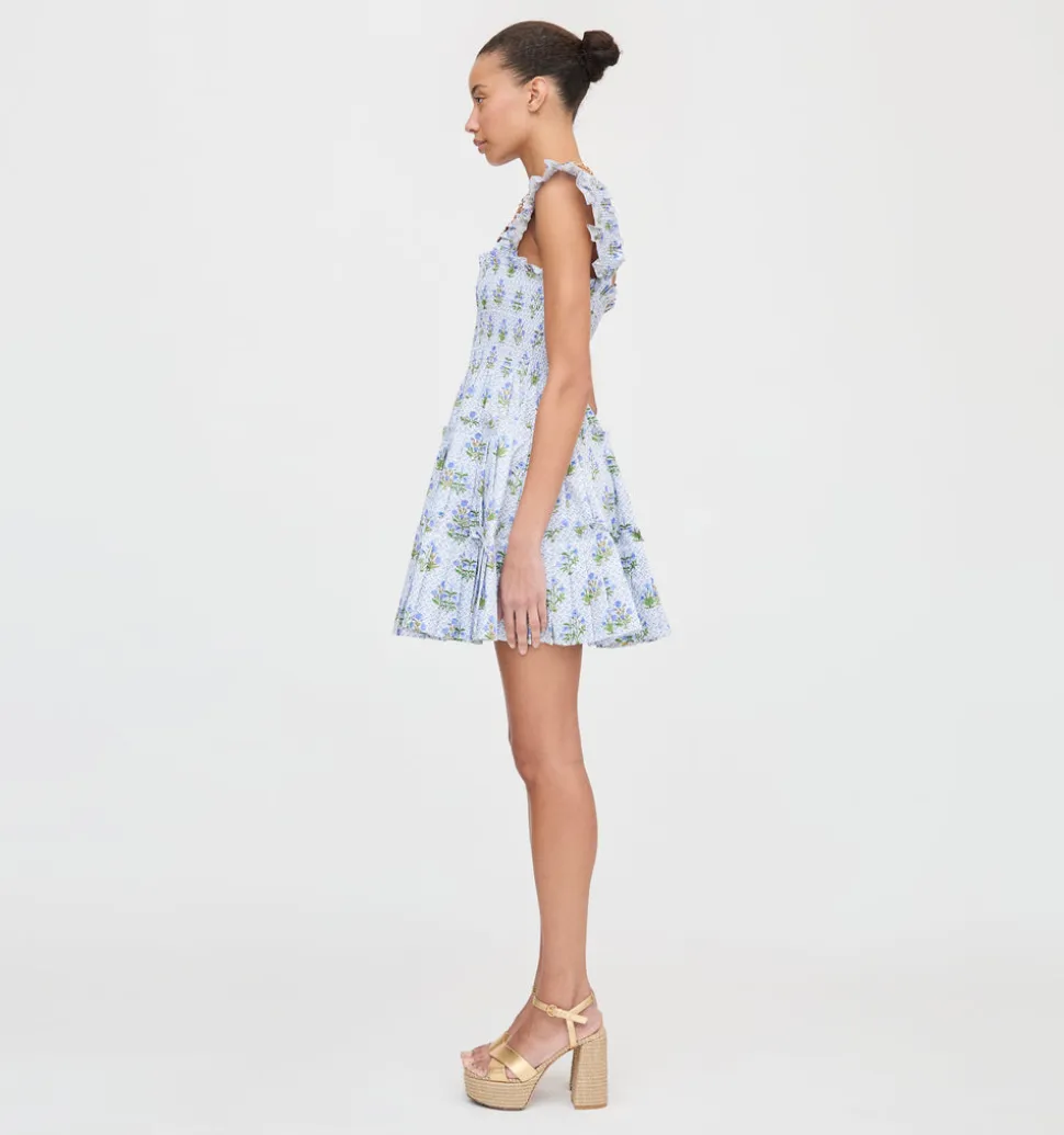 The Charlotte Nap Dress in Blue Block Print
