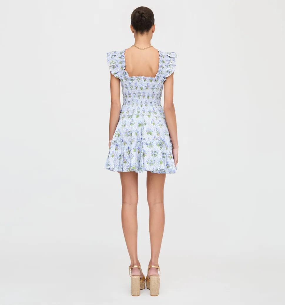 The Charlotte Nap Dress in Blue Block Print