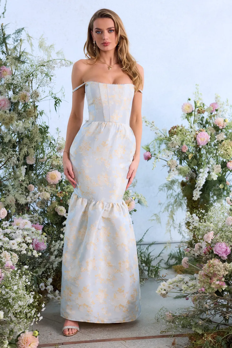 The Cherie Dress in Sky Windsor Brocade