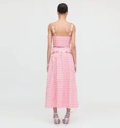 The Clara Crop Top in Pink Cala Check