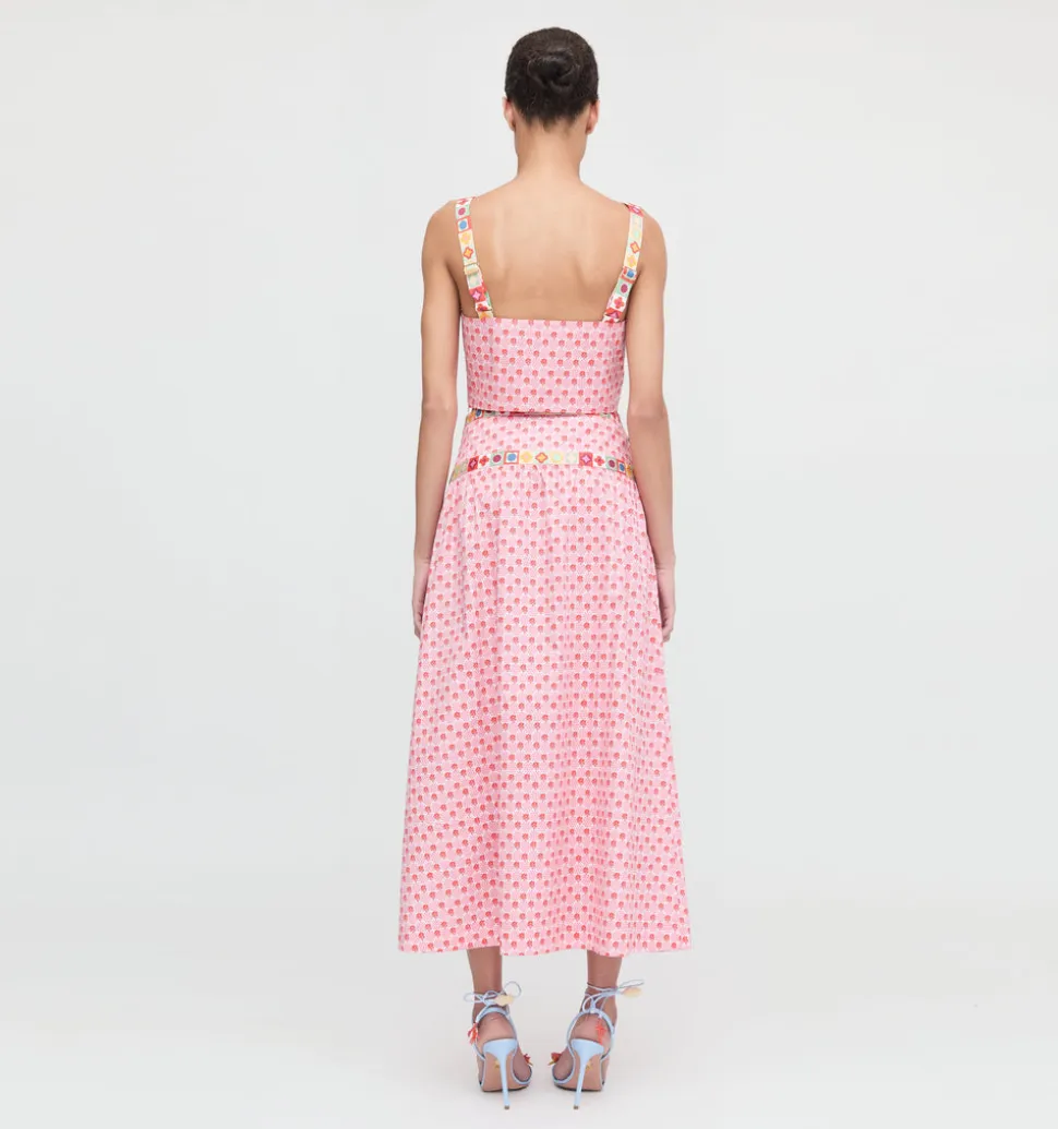 The Clara Crop Top in Pink Cala Check
