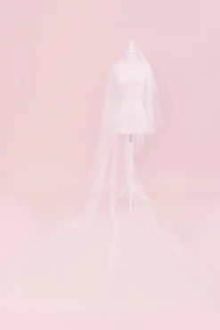 The Classic Silk Tulle Drop Wedding Veil Blusher 40in with Cathedral 120in