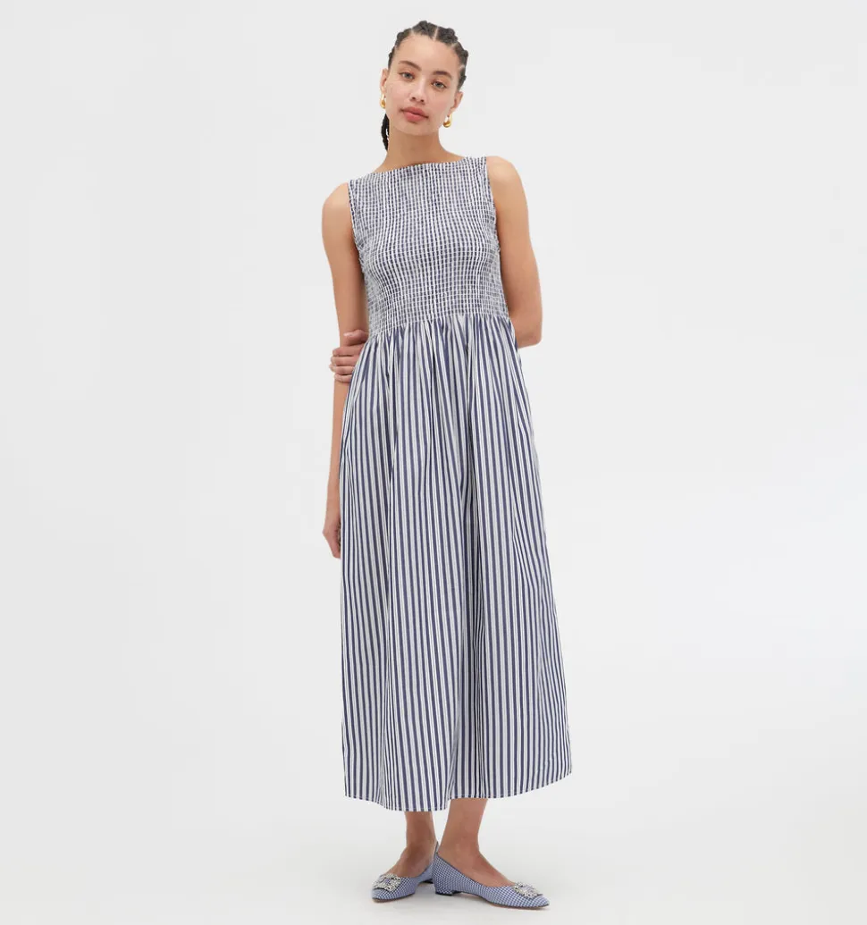 The Cosima Nap Dress in Navy Stripe