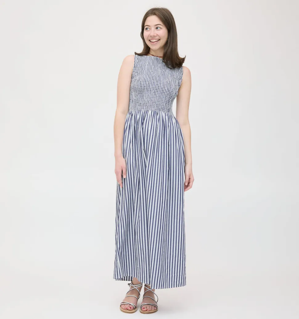 The Cosima Nap Dress in Navy Stripe