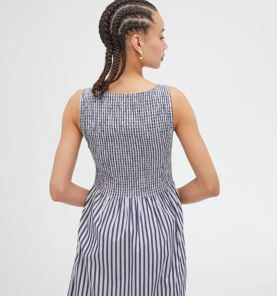 The Cosima Nap Dress in Navy Stripe