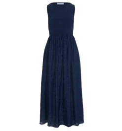 The Cosima Nap Dress in Navy Sheer Plaid