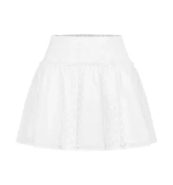The Delphine Mini Nap Skirt - White Broderie Voile