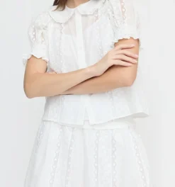 The Delphine Mini Nap Skirt - White Broderie Voile