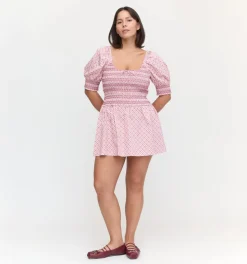 The Delphine Mini Nap Skirt in Rose Circular Lattice