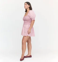 The Delphine Mini Nap Skirt in Rose Circular Lattice