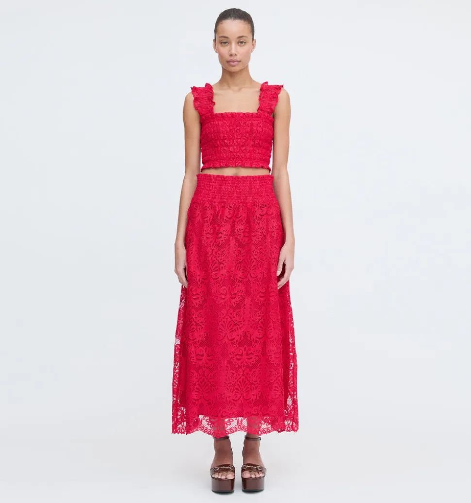 The Delphine Nap Skirt in Cerise Lace