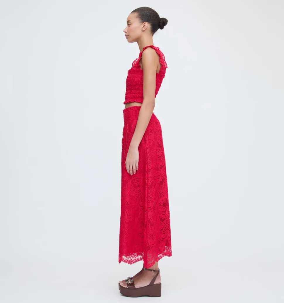 The Delphine Nap Skirt in Cerise Lace