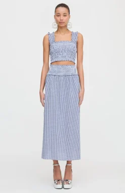 The Delphine Nap Skirt in Navy Gingham