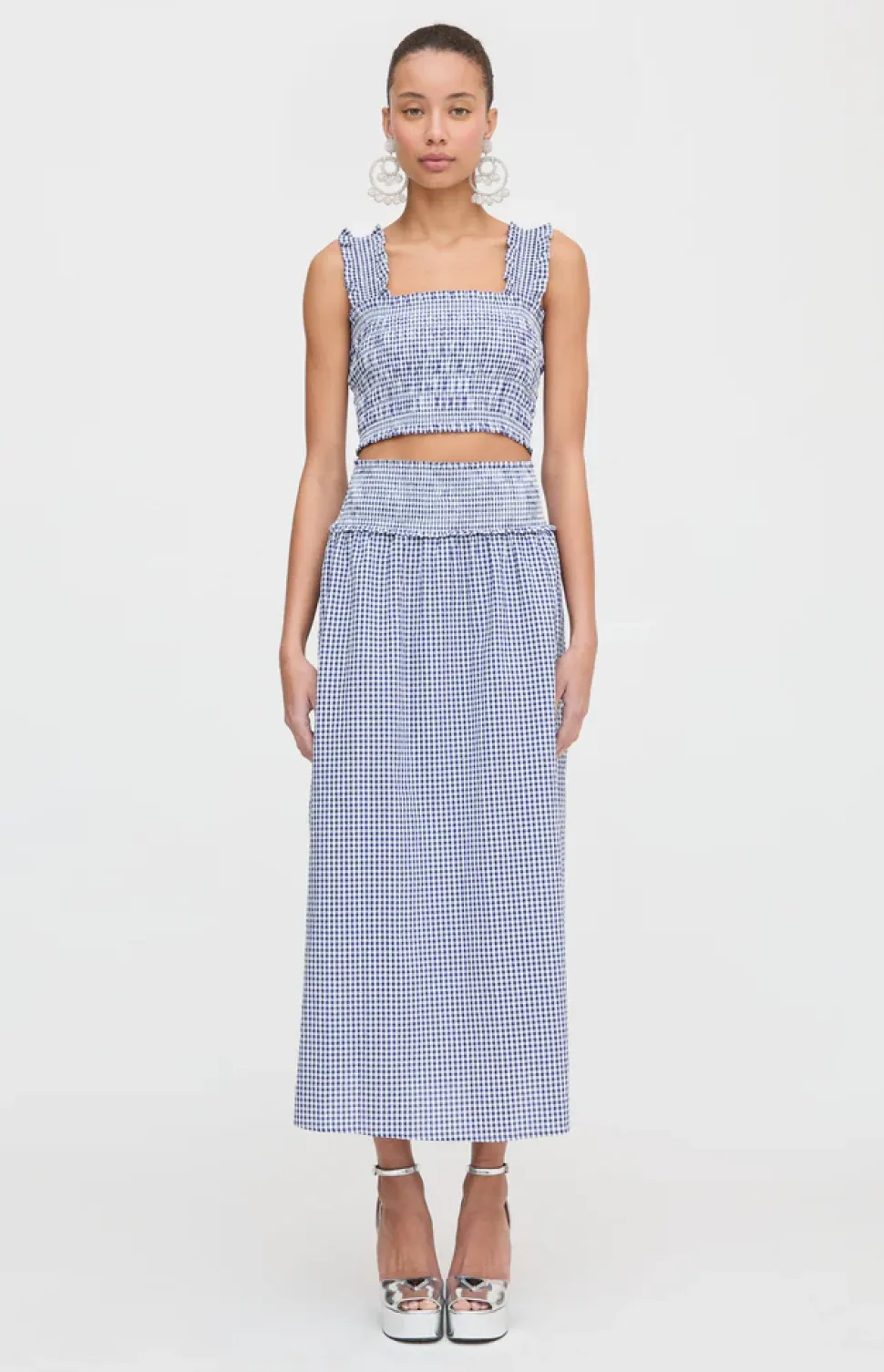 The Delphine Nap Skirt in Navy Gingham